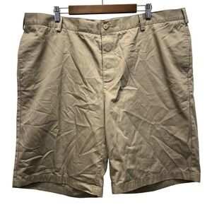Lands' End Adaptive Chino Shorts Mens 44 Khaki Hook-and-Loop Magnet Fastener